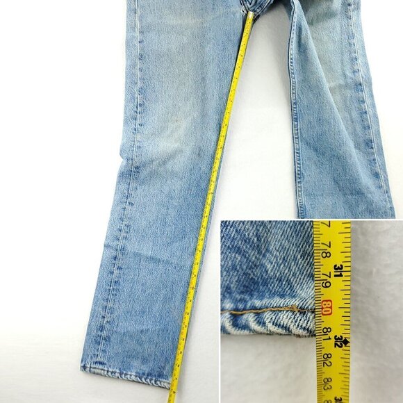 Levi's 501 Button Fly Jeans Vintage 90s USA Heavily Worn Grunge Denim 32x32 - Picture 8 of 12